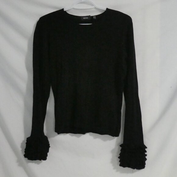 Mexx Sweaters - MEXX | medium | Lightweight Black Knit Top With Fringe Cuffs